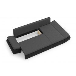 Canapé d'angle OLIVER tissu Gris Noir Convertible 3 places 