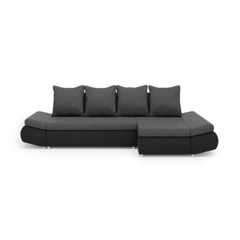 Canapé d'angle OLIVER tissu Gris Noir Convertible 3 places 