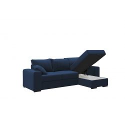Canapé d'angle MARLON Velours BLEU NUIT convertible 3 places
