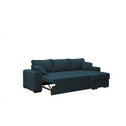 Canapé d'angle MARLON Tissu Bleu convertible 3 places