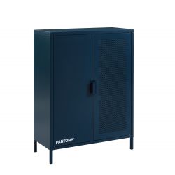 Buffet PANTONE Bleu nuit en métal 2 portes et 2 étagères L75cm