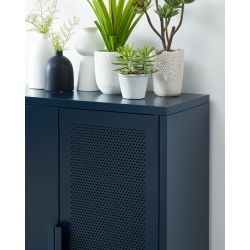 Buffet PANTONE Bleu nuit en métal 2 portes et 2 étagères L75cm