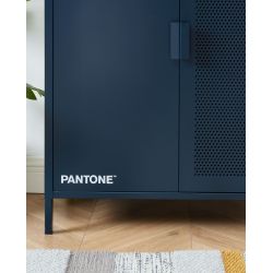 Buffet PANTONE Bleu nuit en métal 2 portes et 2 étagères L75cm