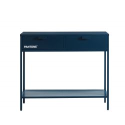 Console PANTONE Bleu nuit en métal 2 tiroirs et 1 étagère L100cm