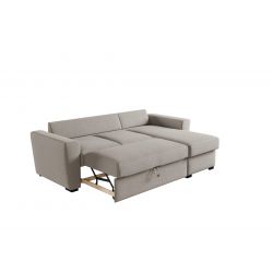 Canapé d'angle EDGARD Tissu MARRON Convertible 3 places 