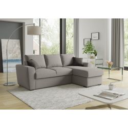 Canapé d'angle EDGARD Tissu MARRON Convertible 3 places 