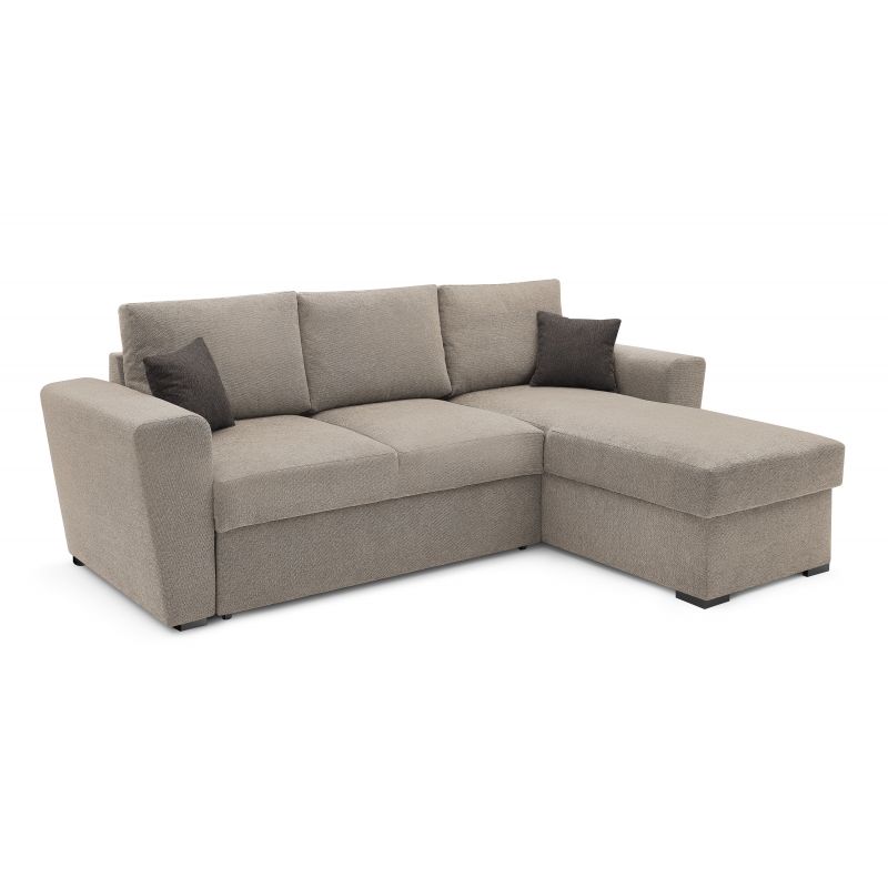 Canapé d'angle EDGARD Tissu MARRON Convertible 3 places 