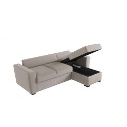 Canapé d'angle EDGARD Tissu MARRON Convertible 3 places 