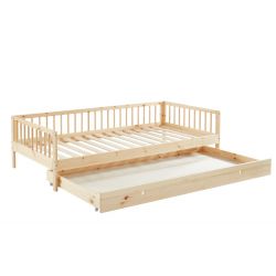 Lit Enfant Lou Avec Tiroir Pin Massif 70x140 Sommier Inclus - Lit