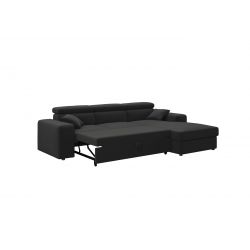 Canapé d'angle EVAN VELOURS GRIS ANTHRACITEconvertible 3 places
