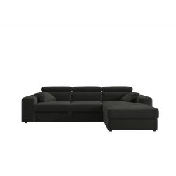 Canapé d'angle EVAN VELOURS GRIS ANTHRACITEconvertible 3 places