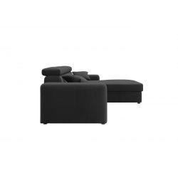 Canapé d'angle EVAN VELOURS GRIS ANTHRACITEconvertible 3 places
