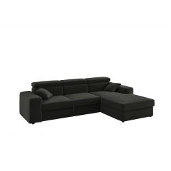 Canapé d'angle EVAN VELOURS GRIS ANTHRACITEconvertible 3 places