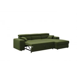 Canapé d'angle EVAN VELOURS VERT convertible 3 places