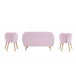 Ensemble canapé+fauteuil HILDA Tissu Rose canapé 2 places + 2 fauteuils