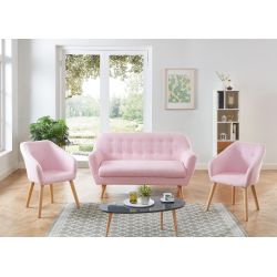 Ensemble canapé+fauteuil HILDA Tissu Rose canapé 2 places + 2 fauteuils