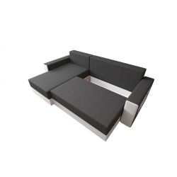 Canapé d'angle HYGGEPU blanc tissu grisconvertible 3 places
