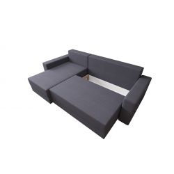 Canapé d'angle HYGGEtissu anthracite convertible 3 places