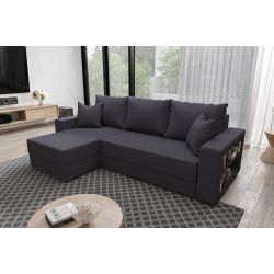 Canapé d'angle HYGGEtissu anthracite convertible 3 places