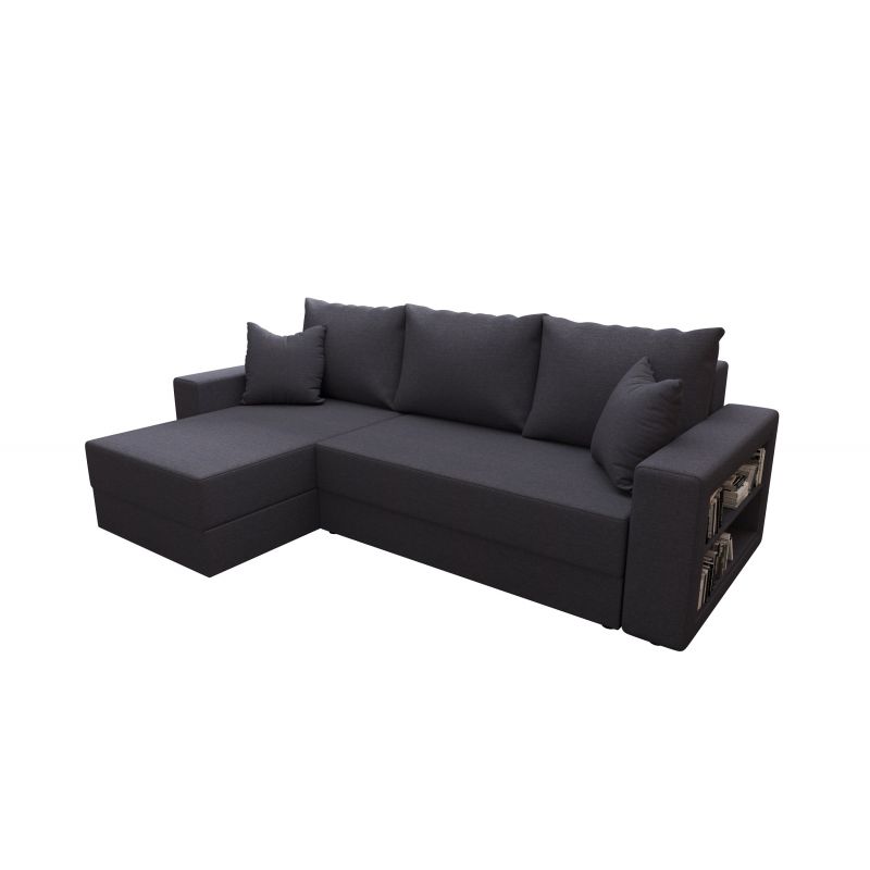 Canapé d'angle HYGGEtissu anthracite convertible 3 places