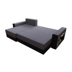 Canapé d'angle HYGGEtissu noir et anthracite convertible 3 places