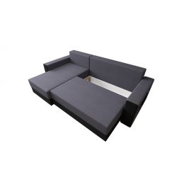 Canapé d'angle HYGGEtissu noir et anthracite convertible 3 places