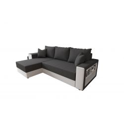 Canapé d'angle HYGGEPU blanc tissu grisconvertible 3 places