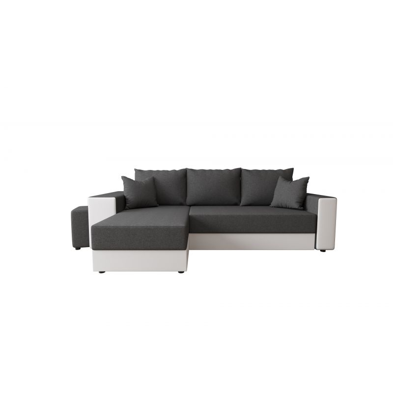 Canapé d'angle HYGGEPU blanc tissu grisconvertible 3 places