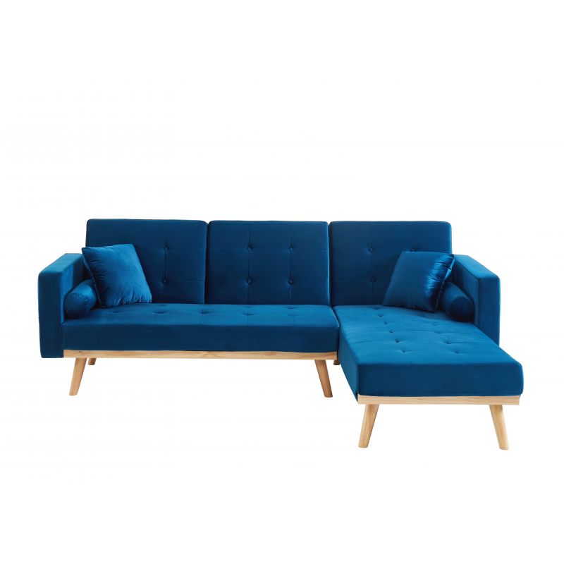 Canapé KELLYVelours bleuangle convertible