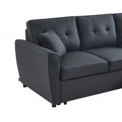 Canapé d'angle BALTHAZAR tissu gris foncé 4 places convertible