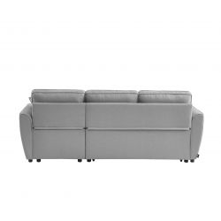 Canapé d'angle BALTHAZAR tissu gris clair 4 places convertible