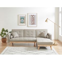 Canapé KELLYen tissu beige avec angle convertible
