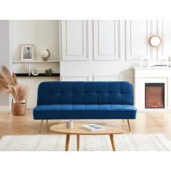 Banquette AROMA en velours bleu 3 places convertible