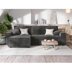 Canapé d'angle ANATOLE velours anthracite convertible 