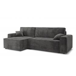Canapé d'angle ANATOLE velours anthracite convertible 