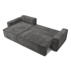 Canapé d'angle ANATOLE velours anthracite convertible 