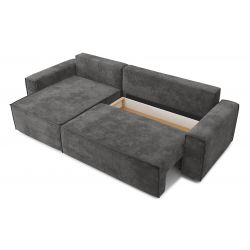Canapé d'angle ANATOLE velours anthracite convertible 