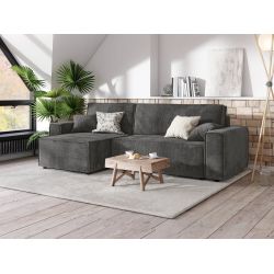 Canapé d'angle ANATOLE velours anthracite convertible 