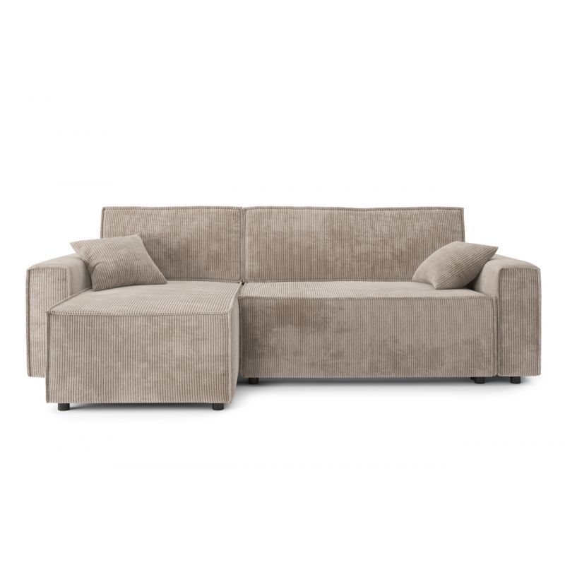 Canapé d'Angle MIRA velours grège Convertible 3 places