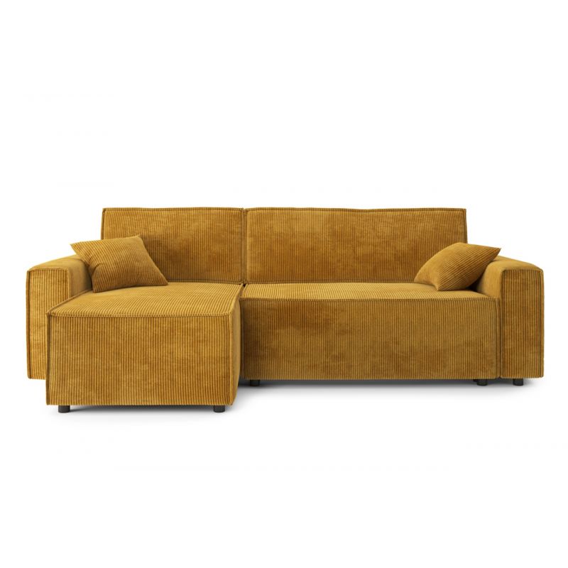 Canapé d'Angle MIRA velours moutard Convertible 3 places