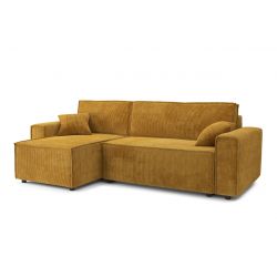 Canapé d'Angle MIRA velours moutard Convertible 3 places