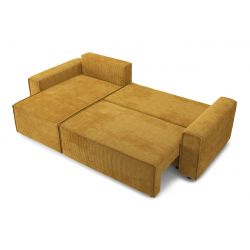 Canapé d'Angle MIRA velours moutard Convertible 3 places