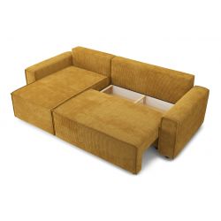 Canapé d'Angle MIRA velours moutard Convertible 3 places