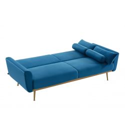 Canapé droit COLETTE velours bleu convertible