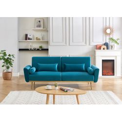 Canapé droit COLETTE velours vert convertible