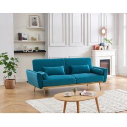 Canapé droit COLETTE velours vert convertible