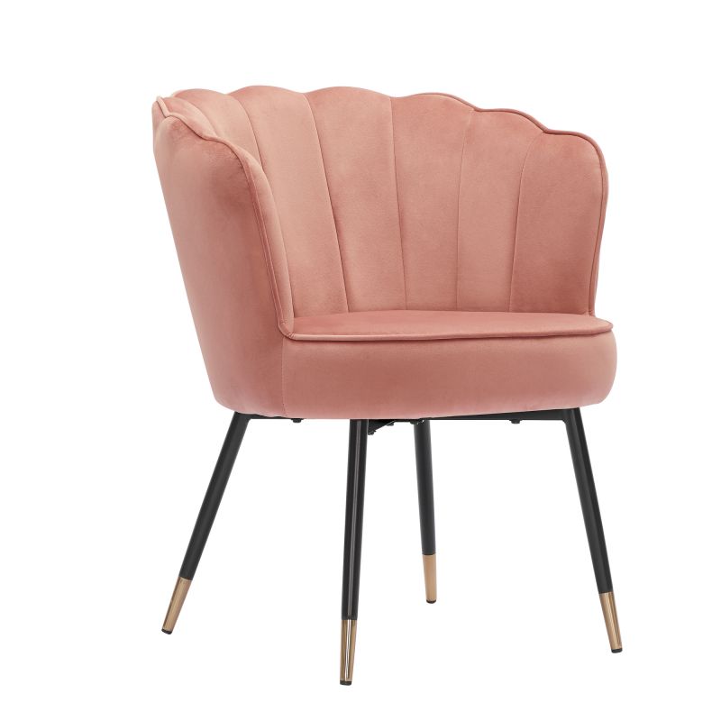 Fauteuil CALLISTA en velours rose avec pieds noir et doré