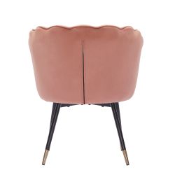 Fauteuil CALLISTA en velours rose avec pieds noir et doré