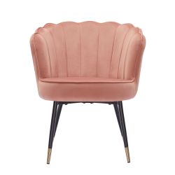 Fauteuil CALLISTA en velours rose avec pieds noir et doré