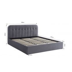 Lit coffre ANDRE velours gris anthracite sommier 180x200cm inclus
